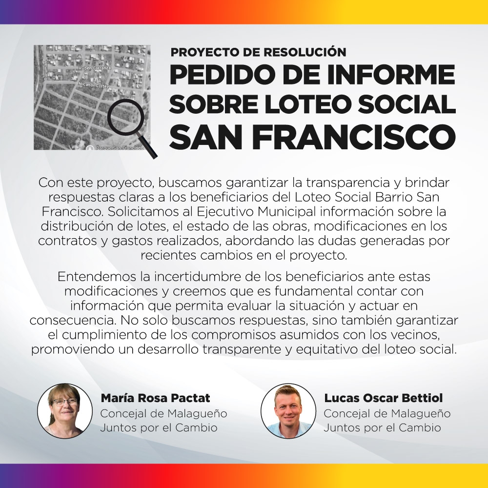 Proyecto de resolución - Pedido de Informe al DEM sobre Loteo Social Barrio San Francisco