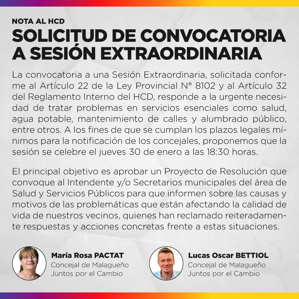 Nota al HCD - Solicitud de Convocatoria a Sesión Extraordinaria