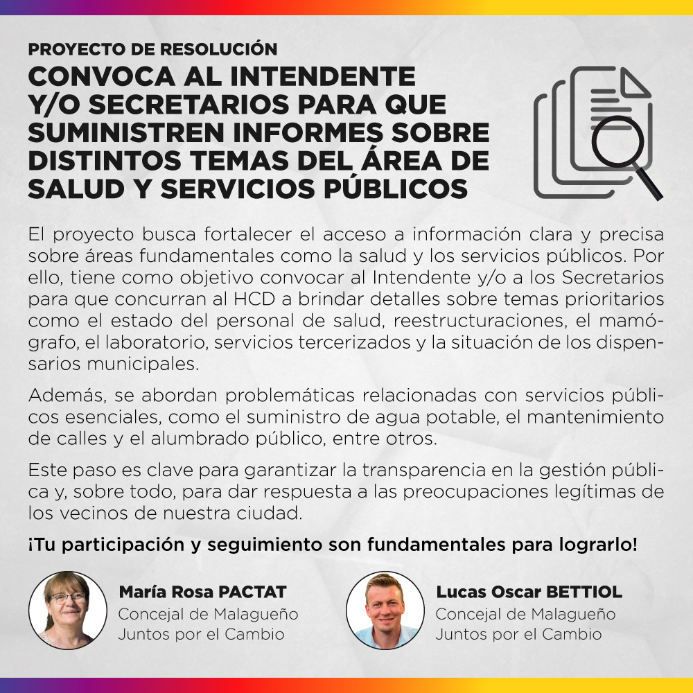 Proyecto de resolución - Convoca al Intendente y/o Secretarios para que suministren informes sobre distintos temas del área de salud y servicios públicos