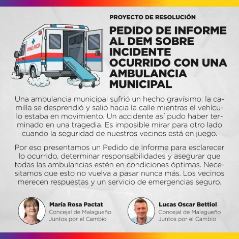 Proyecto de resolución - Pedido de Informe al DEM sobre incidente ocurrido con una ambulancia municipal