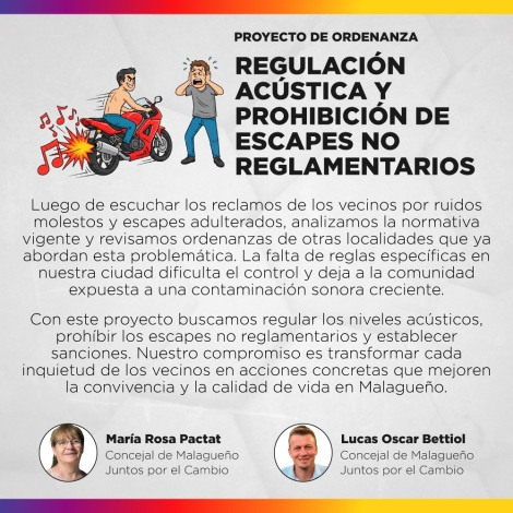 Proyecto de ordenanza - Regulación acústica y prohibición de escapes no reglamentarios en el ejido municipal de Malagueño