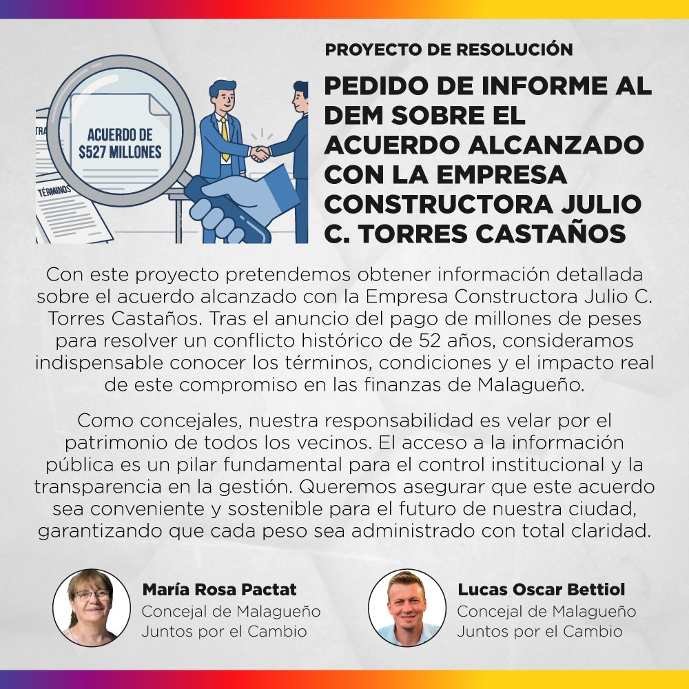 Proyecto de resolución - Pedido de Informe al DEM sobre el acuerdo alcanzado con la Empresa Constructora Julio C. Torres Castaños