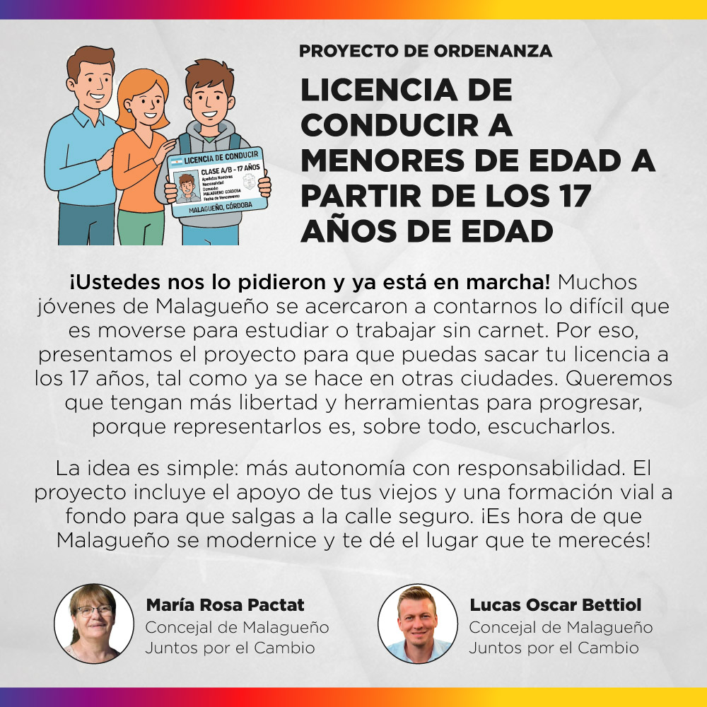 Proyecto de ordenanza - Autoriza al DEM a otorgar la Licencia de Conducir a menores de edad a partir de los diecisiete años de edad