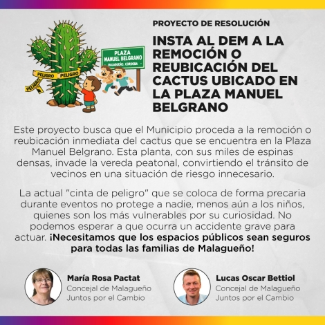 Proyecto de resolución - Insta al DEM a la remoción o reubicación del ejemplar de cactus ubicado en la Plaza Manuel Belgrano