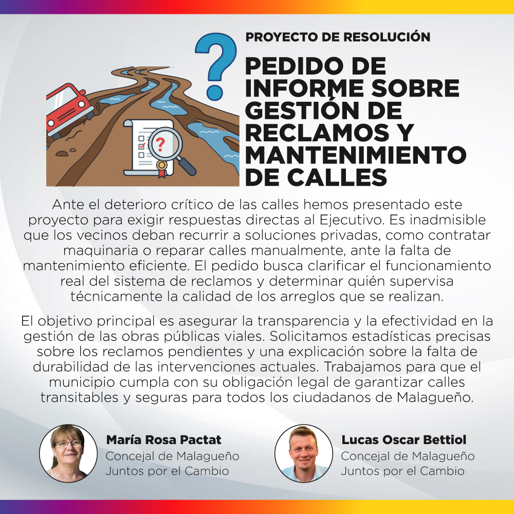 Proyecto de resolución - Pedido de Informe al DEM sobre Gestión de Reclamos y Mantenimiento de Calles