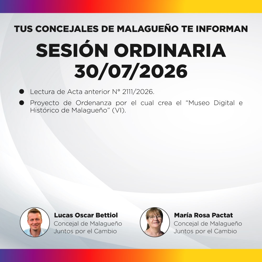 Sesión ordinaria 30/07/2026