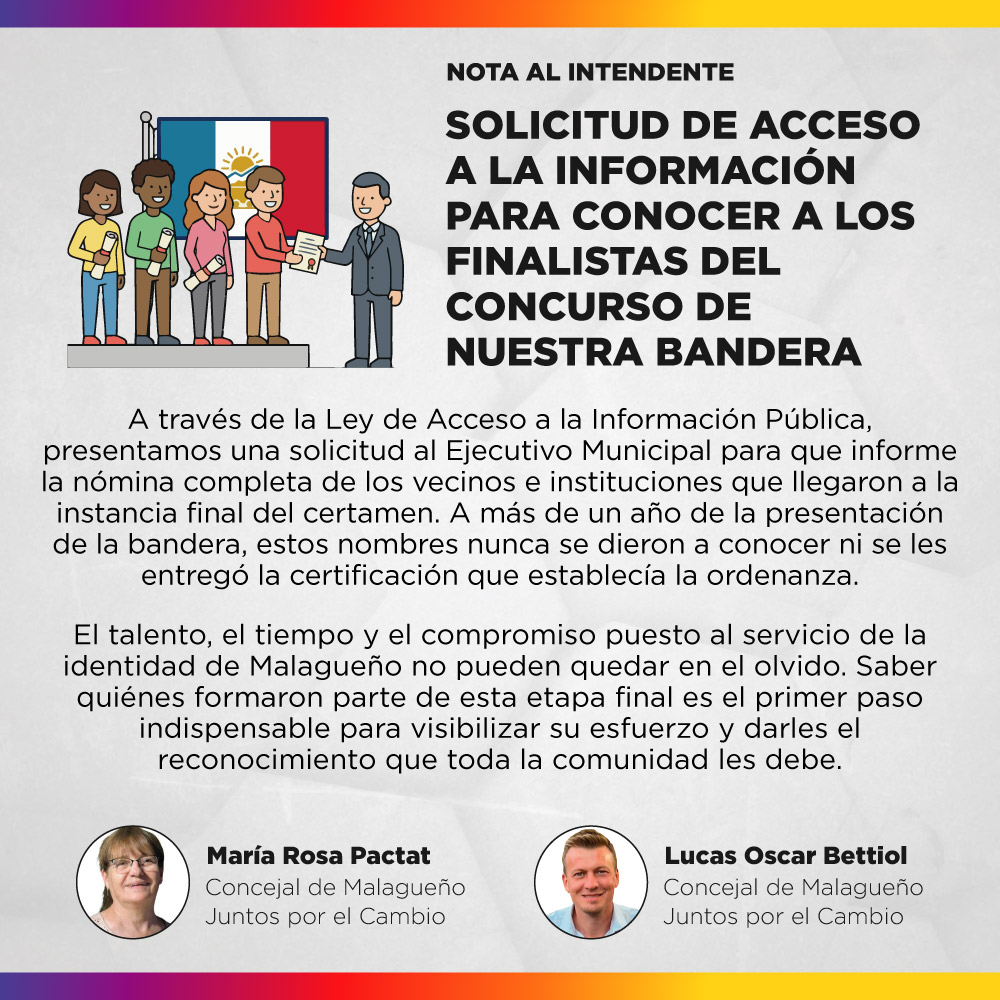 Nota al Intendente - Solicitud de acceso a la información para conocer a los finalistas del concurso de nuestra Bandera