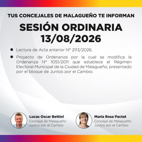 Sesión ordinaria 13/08/2026