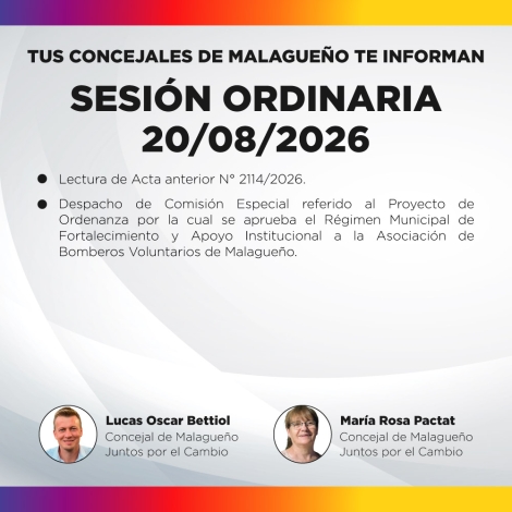 Sesión ordinaria 20/08/2026