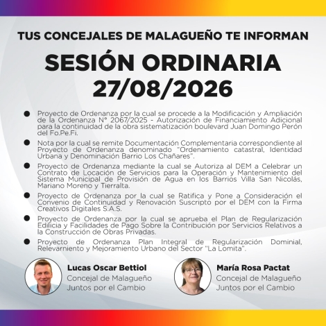 Sesión ordinaria 27/08/2026