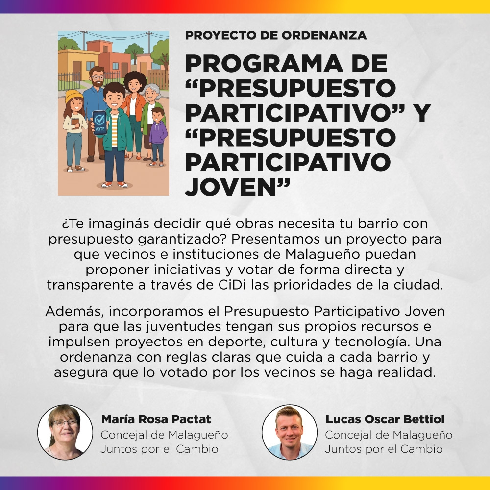 Proyecto de ordenanza - Programa Municipal de "Presupuesto Participativo de Malagueño" y el Subprograma de "Presupuesto Participativo Joven"