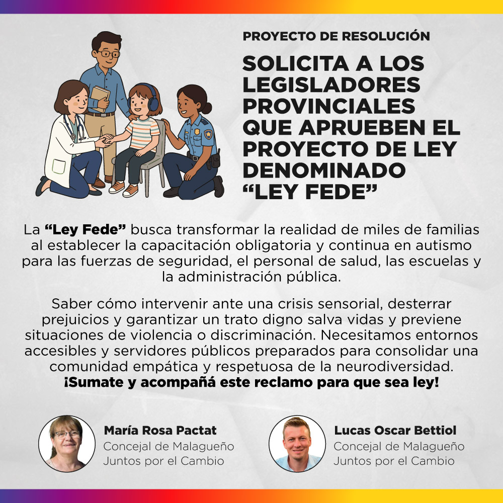 Proyecto de ordenanza - Solicita a la Honorable Legislatura de la Provincia de Córdoba que se apruebe el Proyecto de Ley N.º 43566/L/25, denominado “LEY FEDE”, destinado a la formación obligatoria, concientización y abordaje integral del Trastorno del Espectro Autista (TEA)